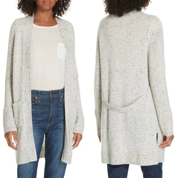 Theory Sweaters - Theory 100% Cashmere Open Front Cardigan Sweater Pockets Long Line Donegal XS